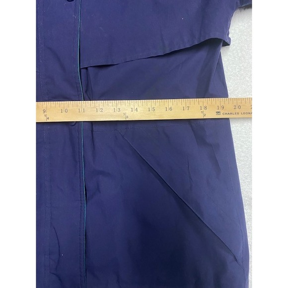 Eddie Bauer Womens Petite Small Gore-Tek Navy Teal Jacket Hooded Outdoor Y2K - Picture 8 of 10